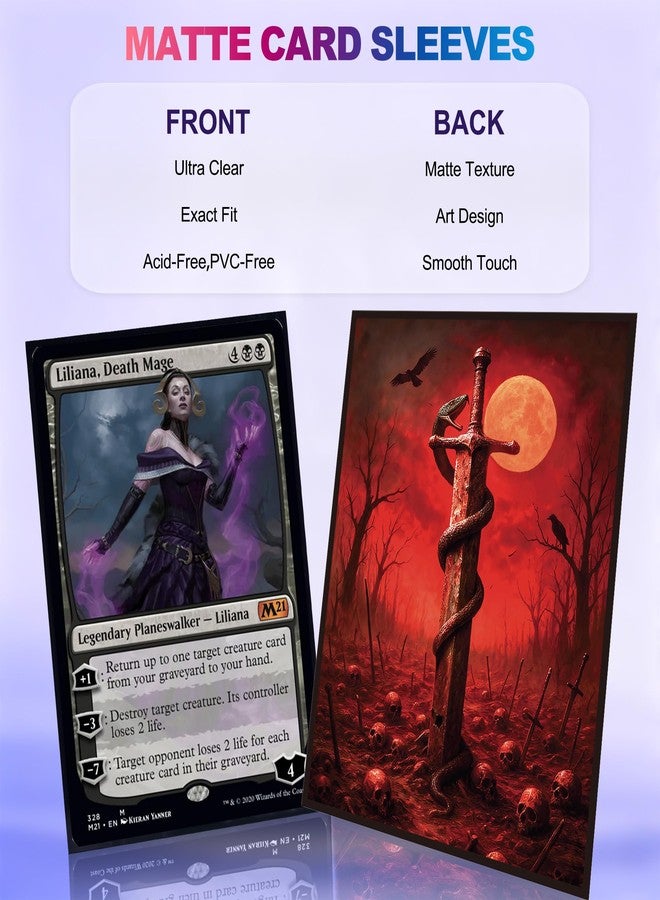 UAONO MTG Card Sleeves 100ct (Fear) Fantasy Art Card Sleeves Deck Protector, Clear Front & Matte Textured Back Sleeves for Magic The Gathering TCG - Image 3